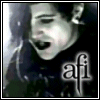 Animated sequence of a person with dark hair and open mouth, wearing dark clothing with 'afi' text on chest, against dark background.