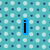 Pixelated text 'i am' in blue outline with black fill on a patterned background, partially cropped at bottom right.