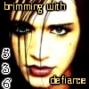 nine shows a person with dark hair and red lipstick in various poses, some holding a cigarette, with overlaid text fragments like 'defiance' and 'incoherence' in stylized fonts