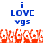 Blue text 'i LOVE vgs' above red pixelated figures with white accents on a white background.