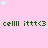 Pink background with light blue stars and repeated green text 'celll ittt<3' in three