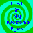 Four identical pixelated spiral patterns with blue text reading 'Lost in My Awesome Eyes' on a green and cyan background.