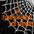 Halloween-themed buddy icon with orange text on a black spiderweb background, featuring animated changes to the right side of the image.