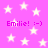 Pink background with white stars and repeated text 'Emilie! :)' in purple font.