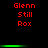 Red pixelated text 'Glenn Still Rox' appears in two above a green horizontal bar on black background, with identical second below the bar