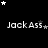 Black background with white text 'JackAss' repeated across three , surrounded by small white and gray stars in various positions