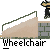 Pixelated animation of a person in a wheelchair ascending a ramp, with text "Wheelchair" below each frame.
