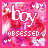 identical pink and red pixelated icons featuring 'boy' text above 'OBSESSED' with small heart symbols, each icon showing a subtle animation change in the lower-left corner