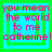 Four identical pixelated display pink text on blue and green backgrounds with repeated phrases