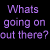 Two static images of characters with overlaid text on a black background, one in purple and blue text above the other in orange text.