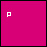 pink square with white pixelated text and small symbols, showing sequential changes in text length and symbol appearance