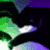 Animated icon shows a green and purple cartoon character with a white mouth, transitioning to a black silhouette holding a heart-shaped sunset over a green logo.