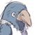 Pixelated blue bird-like mascot with beige beak and white eye, static single-frame icon on transparent background.