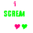 Pixelated text and symbols arranged in a with green, pink, black, and white colors on a white background