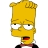 Pixelated yellow-skinned cartoon character with spiky hair, white eyes with black pupils, red mouth, and black-and-white clothing against a white background.