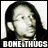 A 3x2 contact sheet of five animated frames showing pixelated portraits with the text "GONE-THUGS" beneath each, featuring various individuals in different poses and color treatments.