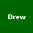 Green background with four identical white text instances of 'Drew' arranged in a pattern