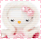 Pixelated Hello Kitty avatar with pink bow, orange nose, and red dress against white background with pink border.