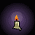 Six circular display a pixelated candle with a flickering flame against a dark purple radial gradient background