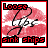 Red and white pixelated icon with 'Loose' text at top, stylized signature in middle, 'sink ships' text at bottom; animation shows scattered black dots appearing on right side.