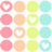 A static buddy icon with a of pastel circles and hearts on the left, and text reading "Coral loves Adam 4ever" on a pink background