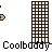 Animated contact sheet showing 11 frames of a pixel art buddy icon sequence featuring a yellow stick figure, skyscrapers, and explosion effects with repeated "Coolbuddy" text labels.