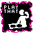 Three pixel-art buddy icons with pink borders, black backgrounds, and white stick figures playing turntables, each displaying different text: "PLAY THAT", "FUNKY MUSIC", and "WHITE BOY".