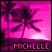 nine pixelated images showing palm trees against colorful backgrounds with the name 'MICHELLE' in block letters at the bottom