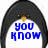 Pixelated penguin with black head and white body displays blue text reading 'you know' in first frame, 'im a' in second, 'sexy penguin' in third.