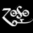 A split-screen animated contact sheet showing two distinct text-based logos: a white stylized 'Zoso' on black background and green 'Original Icons .com' text on dark green background, both rendered in pixelated low-resolution style with visible dithering.