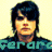 Six distinct pixelated portraits arranged in a , each with overlaid text labels in various colors