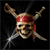 Pixelated skull with red bandana and crossed swords on black background, static image with visible pixelation and no text.