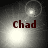 Four grayscale display the name 'Chad' with shifting light effects and circular lens flares in different positions
