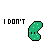 Animated contact sheet of pixel art cucumber character with changing text labels across frames, green body on white background.