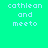 Pixelated text 'cathlean and meeto' appears in four distinct color variations across a
