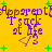 Yellow background with green plus signs and purple text reading "Apparept I sack at life" in pixelated font, repeated across the image.
