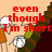 Pixelated cartoon character with white eyes and green body stands against beige background, text changes between frames.