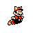 Animated contact sheet showing two distinct pixel art characters across 23 frames: a small running figure in orange and black, and a large orange dinosaur-like character with green accents on black background.