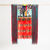 A pixelated static image shows a red rectangular shape with a colorful top section and dark vertical borders.