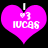 Two identical pink heart-shaped icons with white text and symbols on black background, each featuring a small white tab at top center.