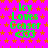 A static image with a bright pink background covered in orange stars, displaying repeated text "Icy Loves Ceaser" and "<33" in green pixelated font.