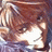 A 48x48 pixel buddy icon featuring a split composition with an anime-style character on the left and text elements on the right against a black background.