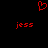 Red pixelated heart symbol above two instances of the name 'jess' in red lowercase letters on a black background.
