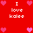 Red background with white text "I love kalee" and pink heart icons arranged in a pattern