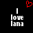 Red pixelated heart above two identical white text blocks reading 'I love lana' on black background.