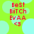 A static digital image with red text on a green background featuring light blue circles, displaying 'Best BiiT Ch EVAA <3' in a pixelated font.
