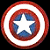 A 50x50 pixel animated buddy icon featuring Captain America's shield on the left and green text reading "Original Icons .com" on a dark background, displayed as a contact sheet with two frames.