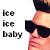 Pixelated static icon showing partial face with sunglasses and text "ice ice baby" on left side.