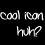 Pixelated text reads 'Cool Icon' above 'huh?' on a black background with grayscale dithering.