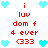 Pixelated icon with repeating red text and cyan hearts on white background, arranged in a pattern